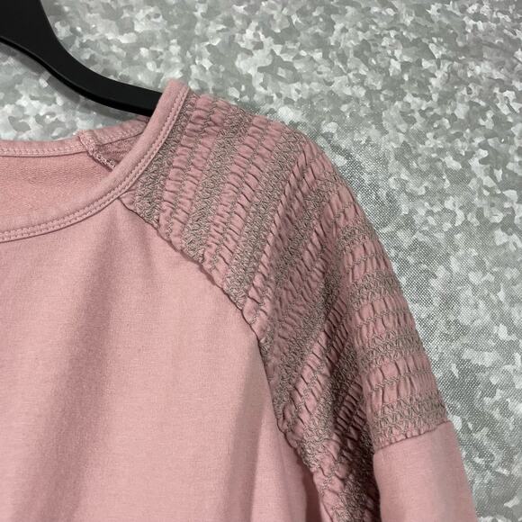 Lane Bryant Women's Plus Size Pink Smocked Shoulders Sweatshirt - Size 26/28 - Picture 2 of 6